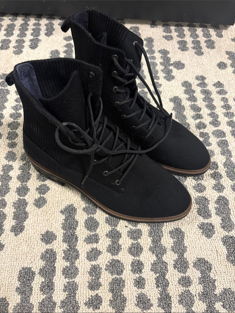 Rothy's Black Knit Lace-Up Ankle Boots for Women